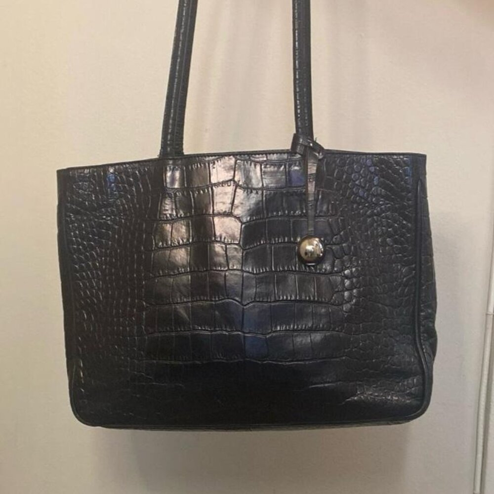 Flurla Black Crocodile Real Leather Tote/handbag